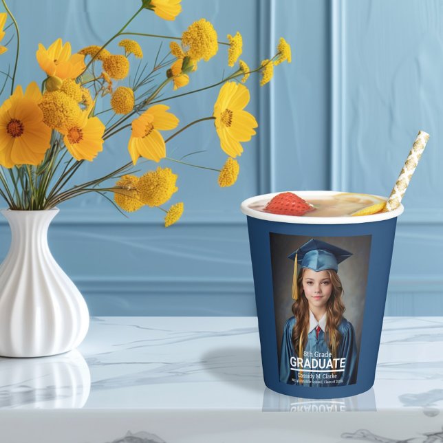 Minimalist Photo 8th Grade Graduation Paper Cups (Creator Uploaded)