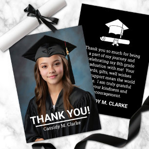 Minimalist Photo 8th Grade Graduation Thank You