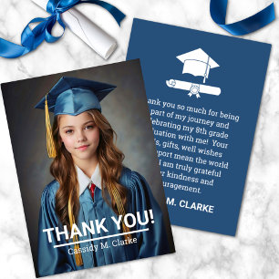 Minimalist Photo 8th Grade Graduation Thank You Card