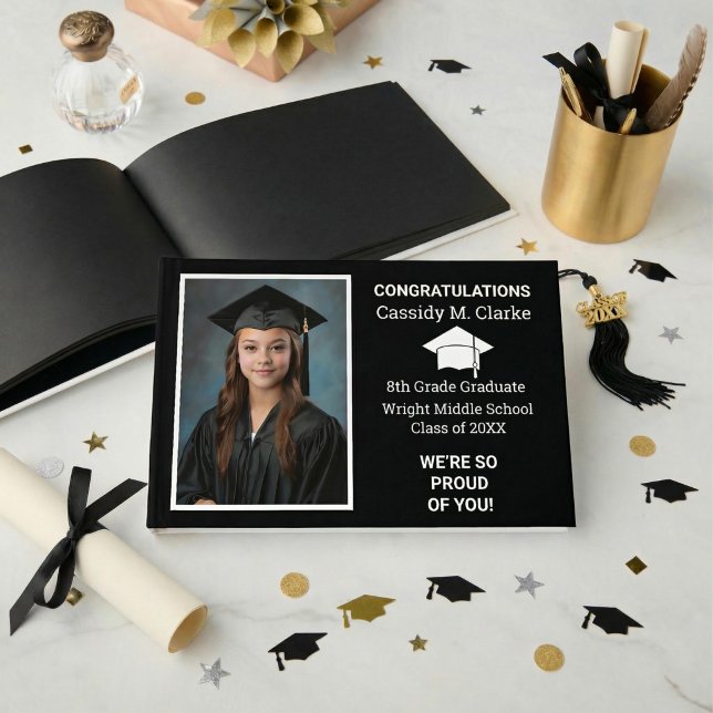 Minimalist Photo 8th Grade Graduation Yard Sign Guest Book (Creator Uploaded)