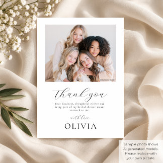 Minimalist Photo Bridal Shower Thank You Card
