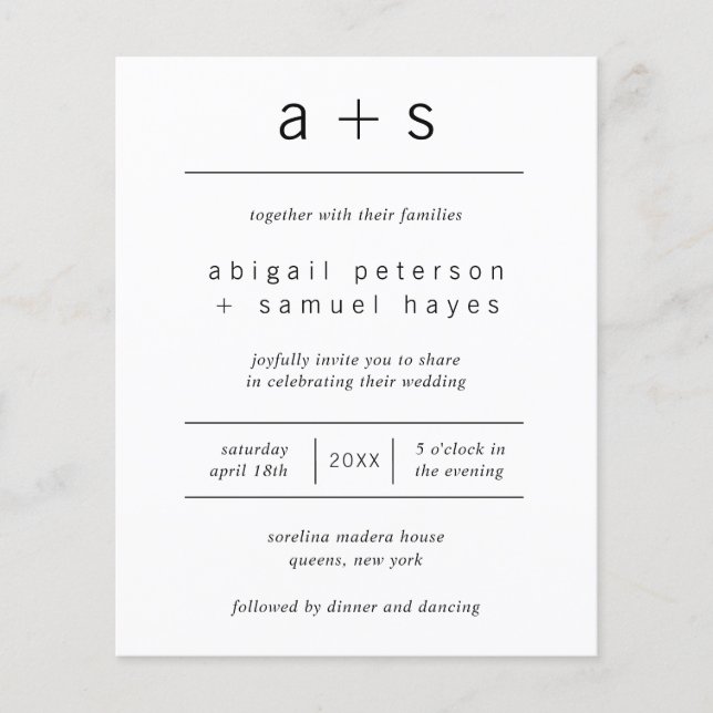 Minimalist Photo Budget Wedding Invitation Flyer (Front)