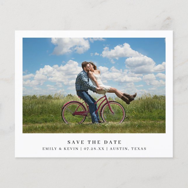 Minimalist Photo Budget Wedding Save the Date (Front)
