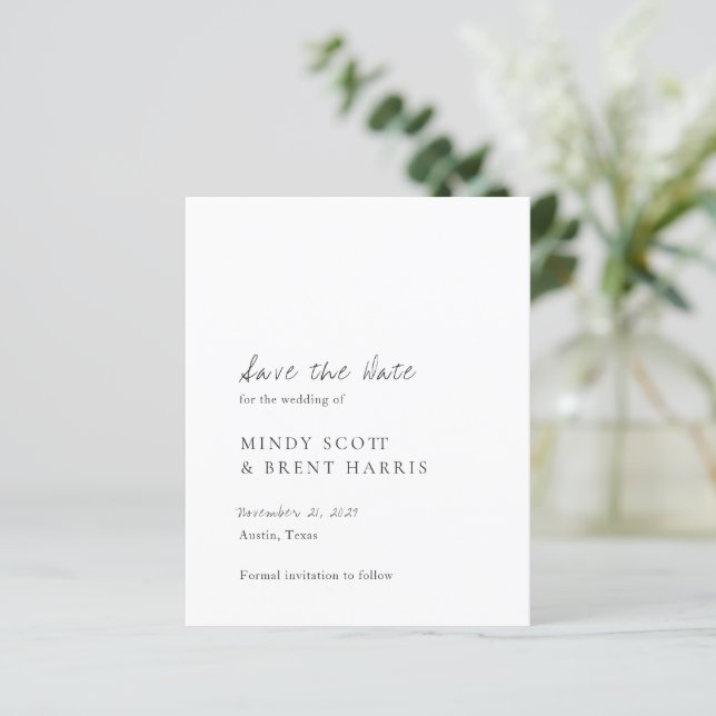 Minimalist Photo Budget Wedding Save the Date (Standing Front)