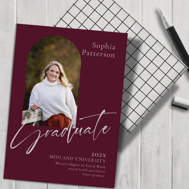 Minimalist Photo Burgundy Grey Announcement (Creator Uploaded)