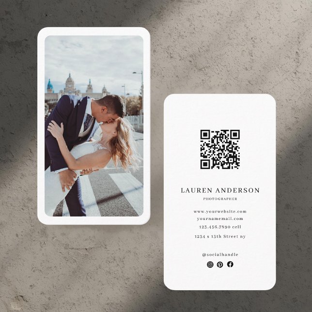 Minimalist Photo Business Card with QR Code (Creator Uploaded)