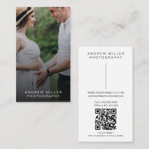 Minimalist photo Business card with QR Code