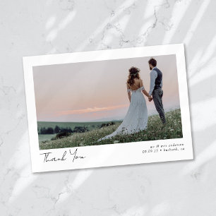Minimalist Photo Calligraphy Wedding Thank You Card
