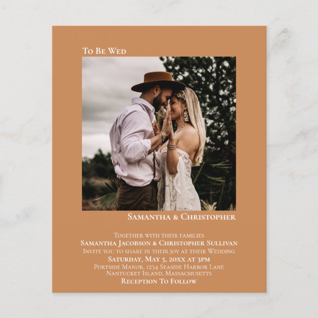 Minimalist Photo Camel BUDGET Wedding Invite (Front)