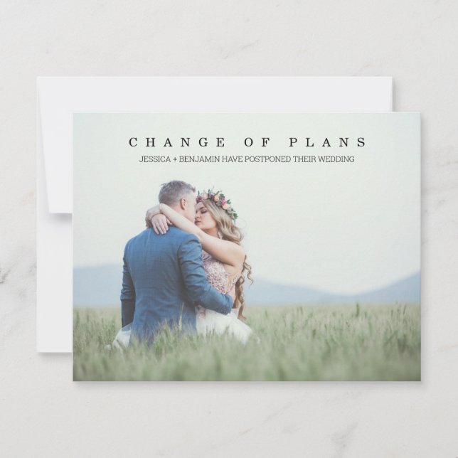 Minimalist Photo Change of Plans Postcard (Front)