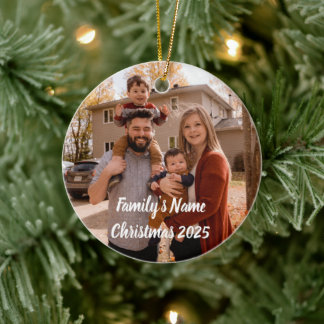 Minimalist Photo Christmas 2025 Personalised Ceramic Ornament