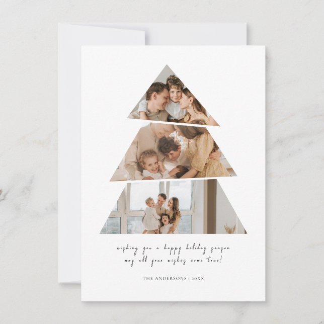 Minimalist Photo Christmas Tree Greetings Card (Front)