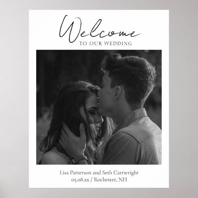 Minimalist Photo Classic Wedding Welcome Sign (Front)