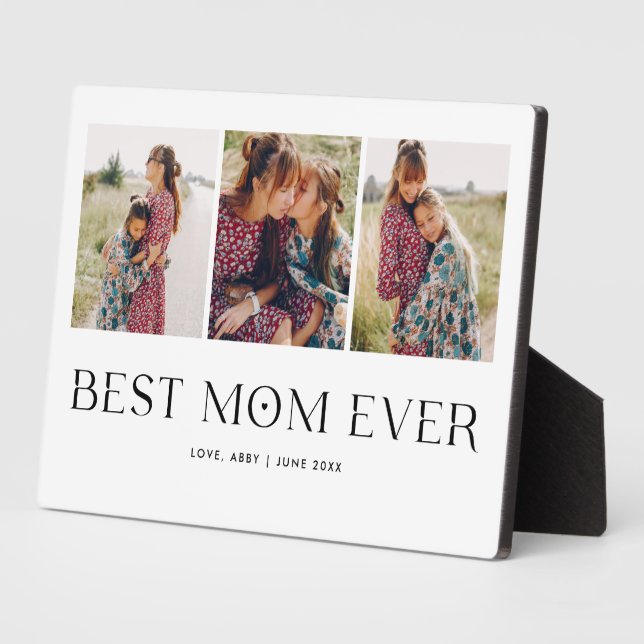 Minimalist Photo Collage Best Mom Ever Keepsake Pl Plaque (Side)