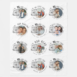 Minimalist Photo Collage Gifts For Grandson Fleece Blanket