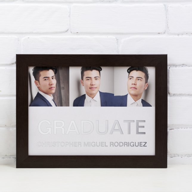 Minimalist Photo Collage Graduation Foil Invitation Postcard (Creator Uploaded)