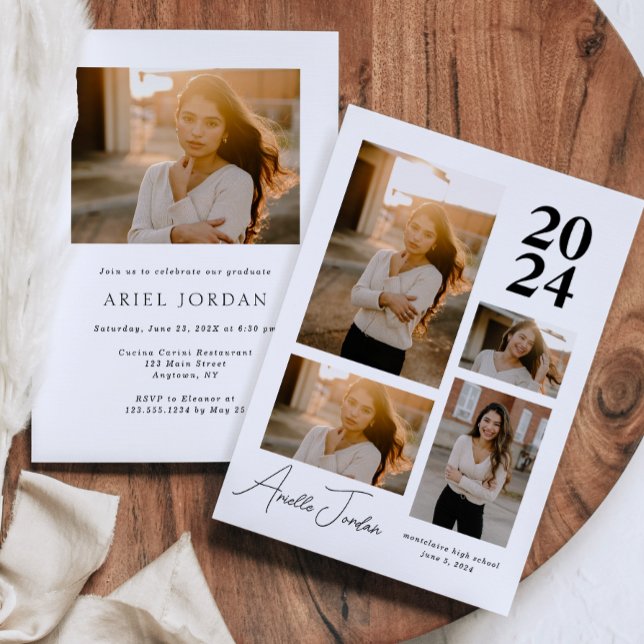 Minimalist Photo Collage Graduation Year Invitation (Minimalist Photo Collage Graduation Year Invitation)