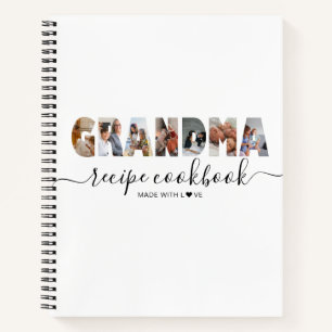 Minimalist Photo Collage Grandma's Recipe Cookbook Notebook