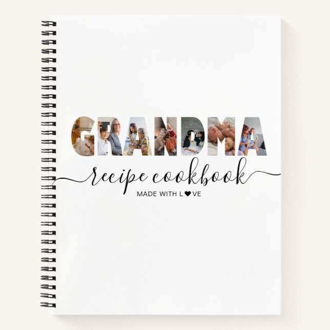 Minimalist Photo Collage Grandma's Recipe Cookbook Notebook (Front)