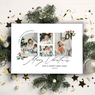 Minimalist Photo Collage Merry Christmas Holiday Card