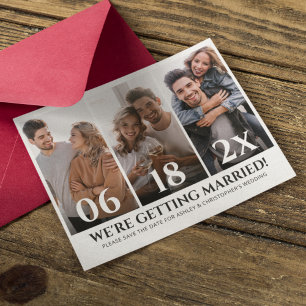 Minimalist Photo Collage Save the Date Card