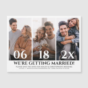 Minimalist Photo Collage Save the Date Magnet Card