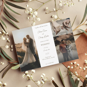 Minimalist photo collage wedding invitation