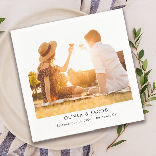 Minimalist Photo Collage Wedding Napkin