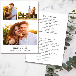 Minimalist Photo Collage Wedding Program