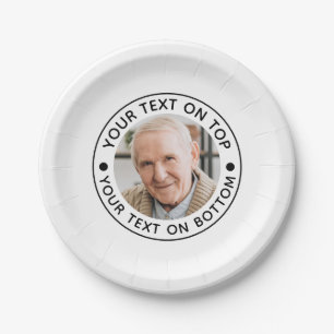Minimalist Photo Custom Text Colours Paper Plate