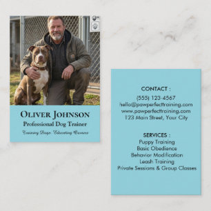 Minimalist Photo Dog Trainer Professional Custom Business Card
