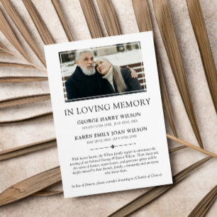Minimalist Photo Double In Loving Memory Announcement