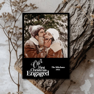 Minimalist Photo Elegant First Christmas Engaged Holiday Card