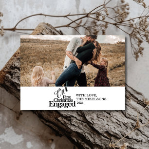 Minimalist Photo Elegant First Christmas Engaged Holiday Card