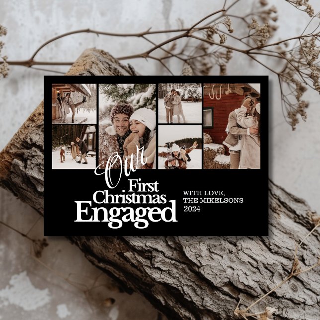 Minimalist Photo Elegant First Christmas Engaged Holiday Card (Creator Uploaded)