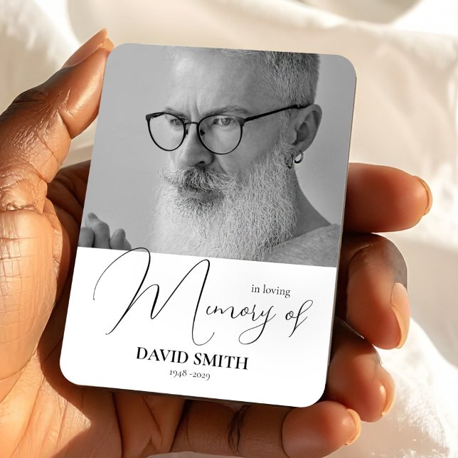 Minimalist Photo Elegant Funeral Memorial Keepsake Magnet (Minimalist Photo Elegant Funeral Memorial Keepsake Magnet, In Loving Memory Gift)