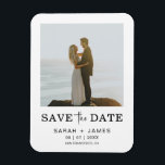 Minimalist Photo Elegant Modern Save The Date Magnet<br><div class="desc">A simple but elegant Save the Date magnet, it features a photo on the front and back alongside modern graphic design that can be personalised with all of your wedding details.</div>