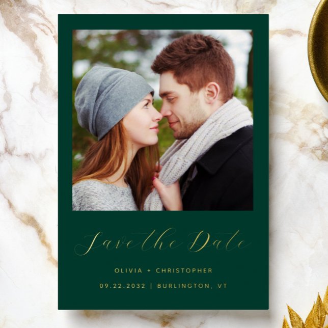 Minimalist Photo Emerald Green Gold Script (Creator Uploaded)