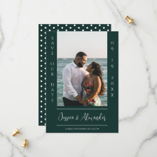 Minimalist Photo   Emerald Green Save The Date