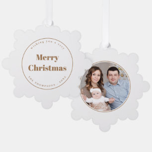 Minimalist Photo Family Merry Christmas Tree Decoration Card