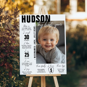 Minimalist Photo First Year Birthday Milestone Poster