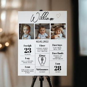 Minimalist Photo First Year Birthday Milestone Poster