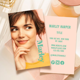 Minimalist Photo Full Photo Simple Chic Cute Fun Business Card