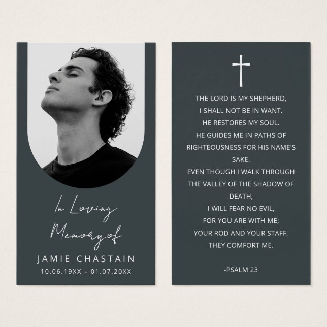Minimalist Photo Funeral Memorial Prayer Cards (Front & Back)