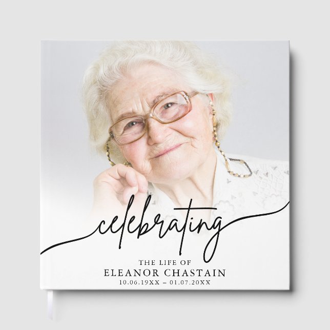 Minimalist Photo Funeral Sympathy Memorial Guest Book (Front)