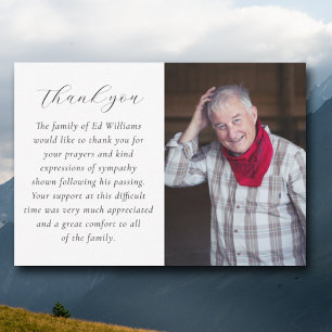 Minimalist Photo Funeral Thank you Card