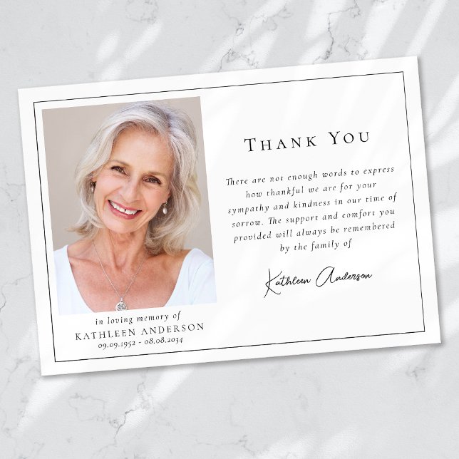 Minimalist Photo Funeral Thank You Card (Creator Uploaded)