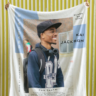 Minimalist Photo Graduate Photo Fun Facts Keepsake Fleece Blanket