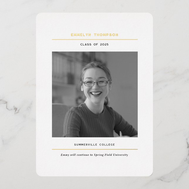 Minimalist photo graduation announcement cards (Front)
