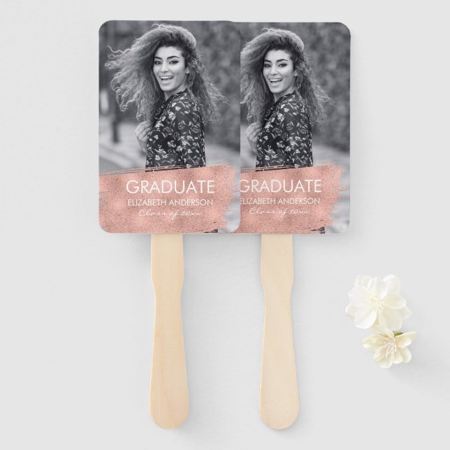 Minimalist Photo Graduation Announcement Hand Fan (Front and Back)